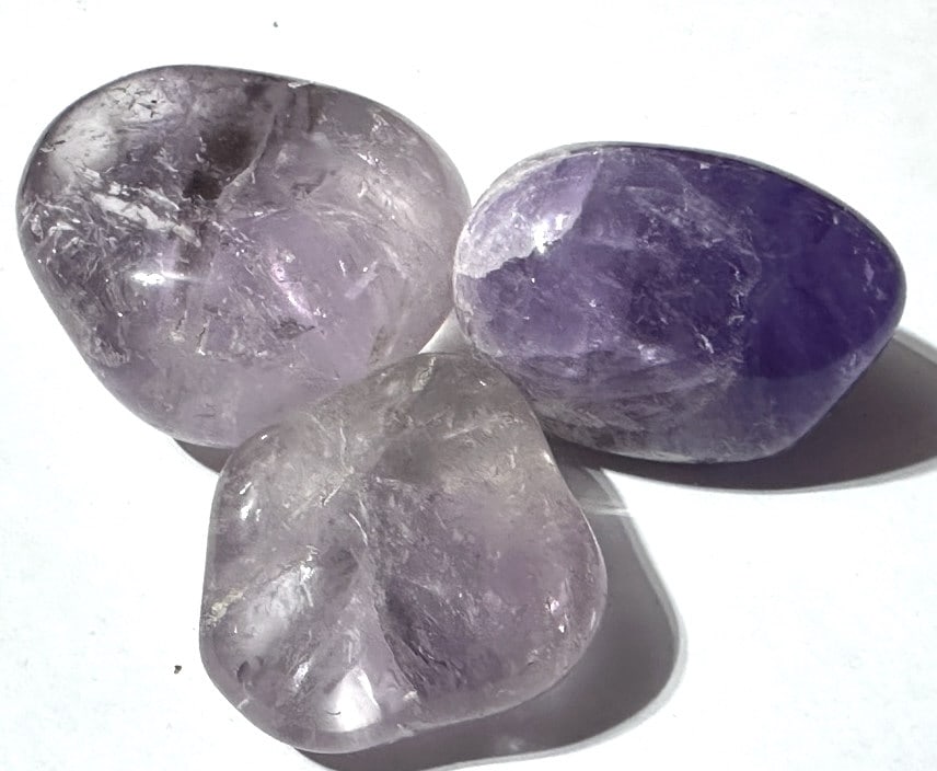 Lot of (3) Natural Tumbled Amethyst Stones (1 of 2)