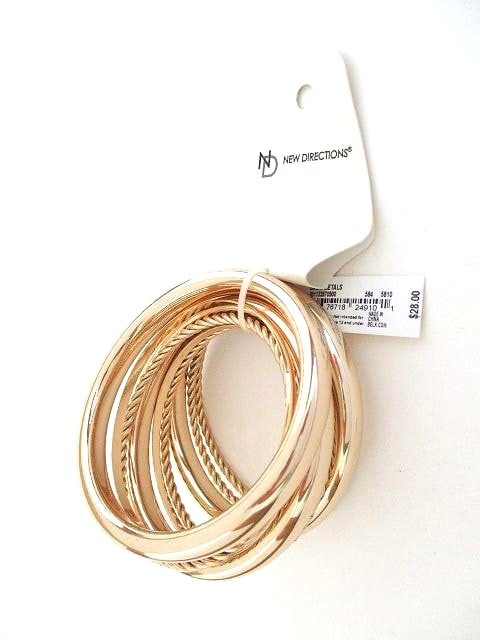 New Direction Gold Tone Bangle Set - $29 Retail: Item is from a recent department store closure - New on display retail board or box- If no box or tags items are from same retail venue but would have been display models -