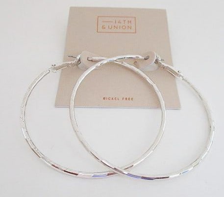 14th & Union Large Silver Tone Earrings: Item is from a recent department store closure - New on display retail board or box- If no box or tags items are from same retail venue but would have been display models -