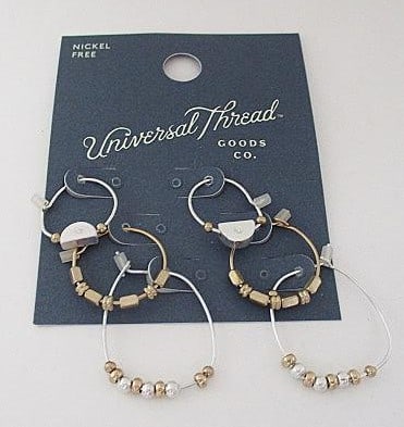 Universal Thread Set of 3 Earrings: Item is from a recent department store closure - New on display retail board or box- If no box or tags items are from same retail venue but would have been display models -