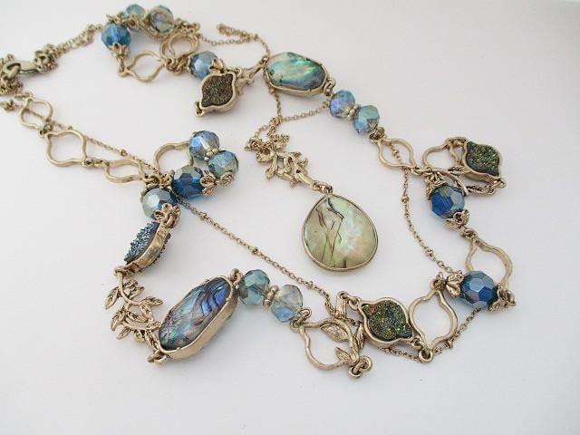 Fancy Fashion Necklace Faux Stone Gold Tone: Item is from a recent department store closure - New on display retail board or box- If no box or tags items are from same retail venue but would have been display models -