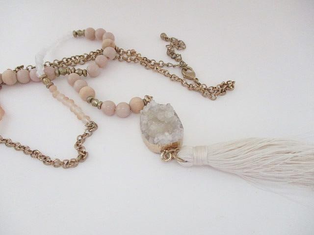 Druzy Pendant Fashion Talisman Necklace: Item is from a recent department store closure - New on display retail board or box- If no box or tags items are from same retail venue but would have been display models -