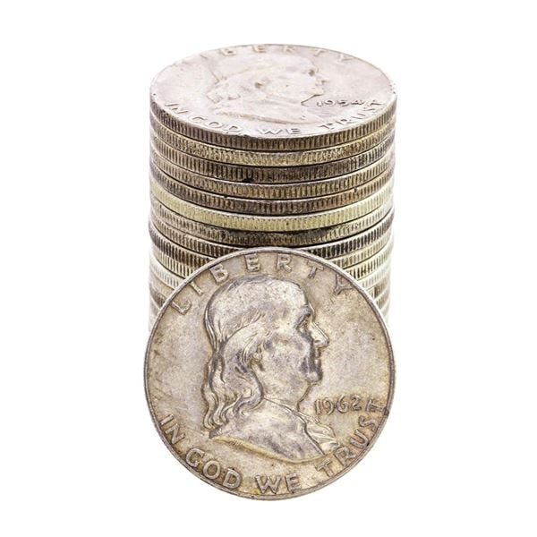 Random Date Franklin half Dollar from Image: Winning bidder will receive ONE Franklin Half Dollar random date and grade from roll.