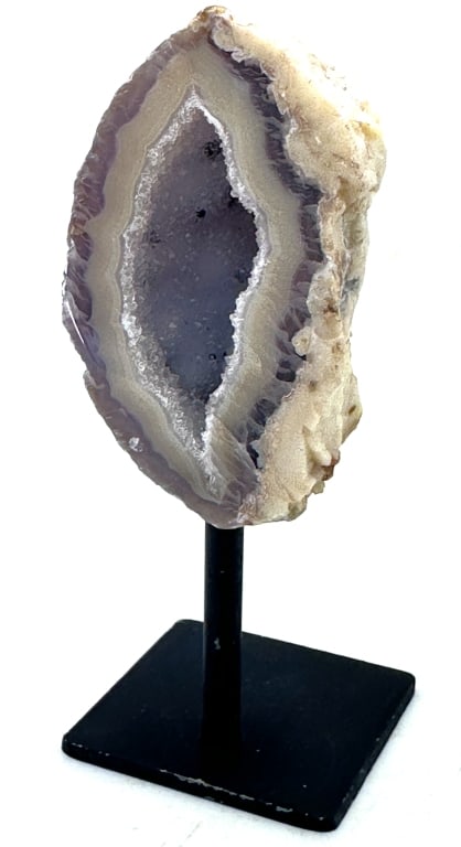 Fine Banded Agate Specimen w/Geode Center on Stand (1 of 3)
