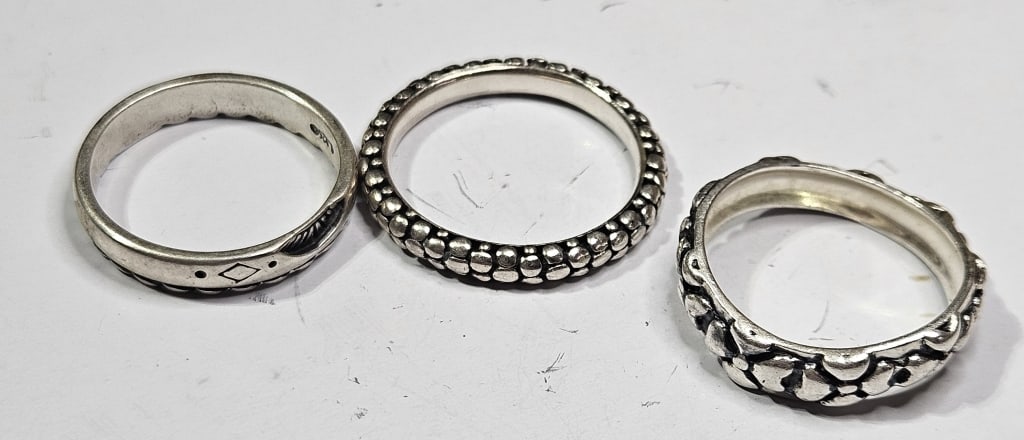 Group of 3- 10.75 gram Sterling Silver Ring Lot (1 of 3)