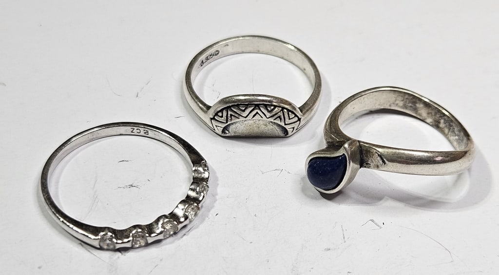 9.63 gram Sterling Silver 3 Ring Lot (1 of 3)