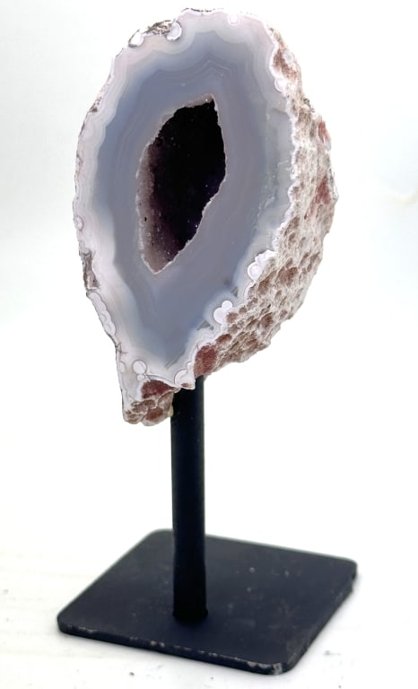 Natural Agate Geode w/ Druzy Pocket on Stand (1 of 4)