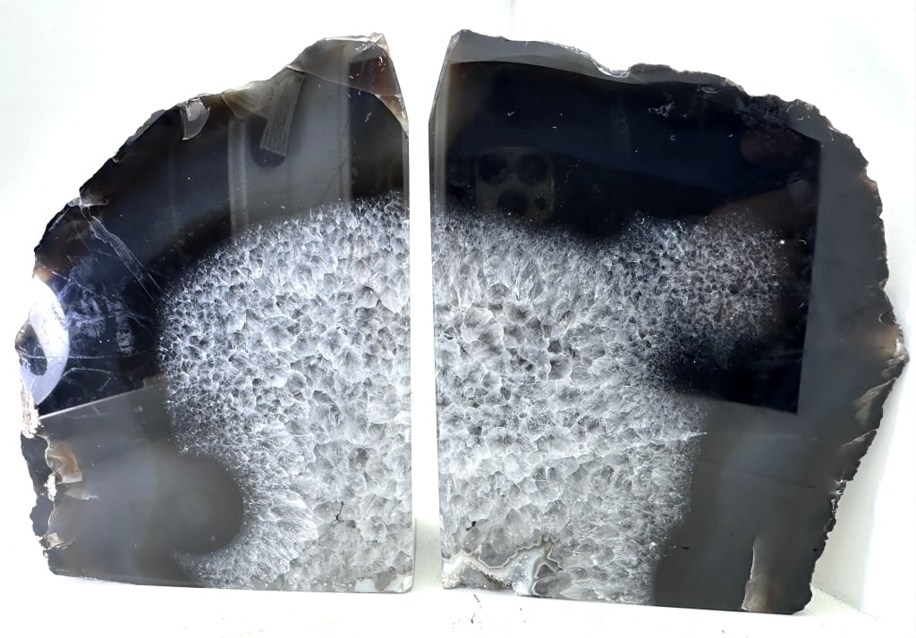 Black Agate Crystal Center Druzy Geode Bookends (1 of 7)