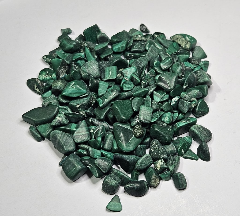 356.15 tcw. Natural Malachite Tumbled Chips (1 of 2)