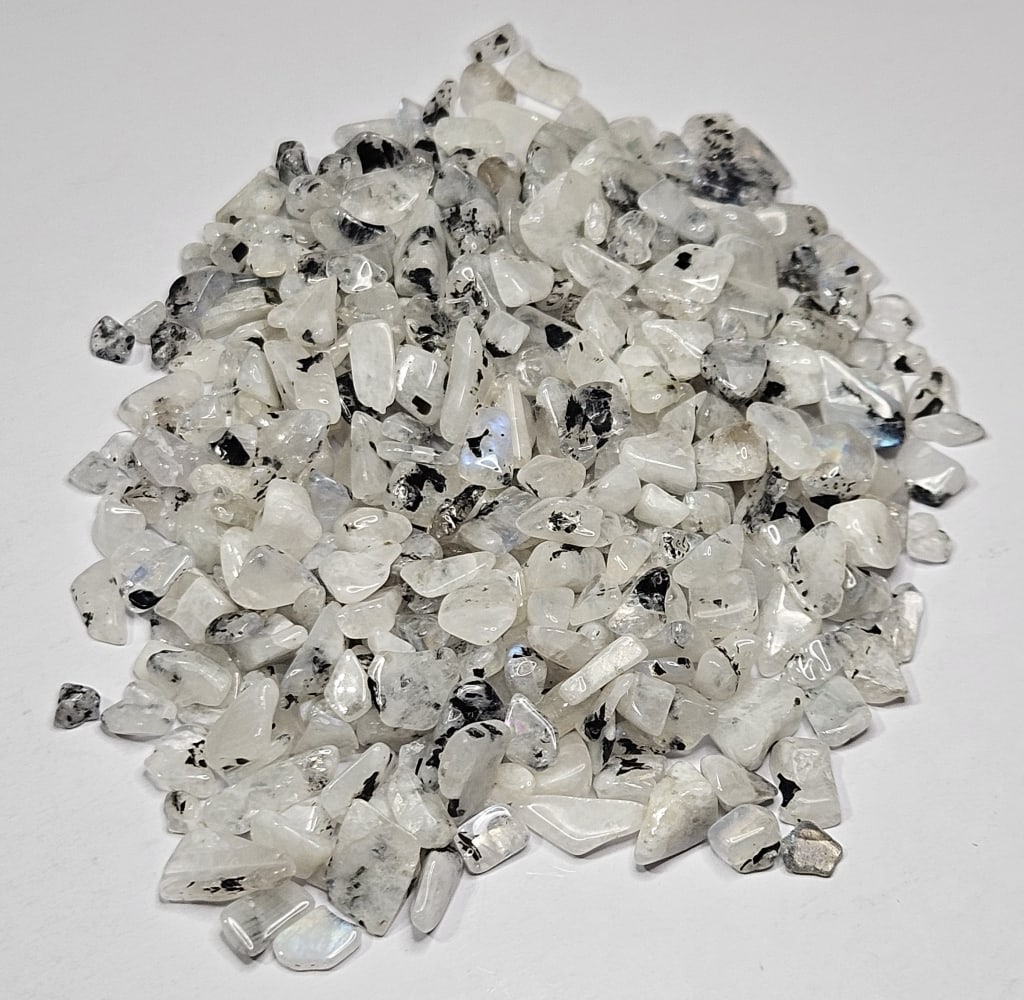 246.80 tcw. Rainbow Moonstone Tumbled Chips (1 of 2)