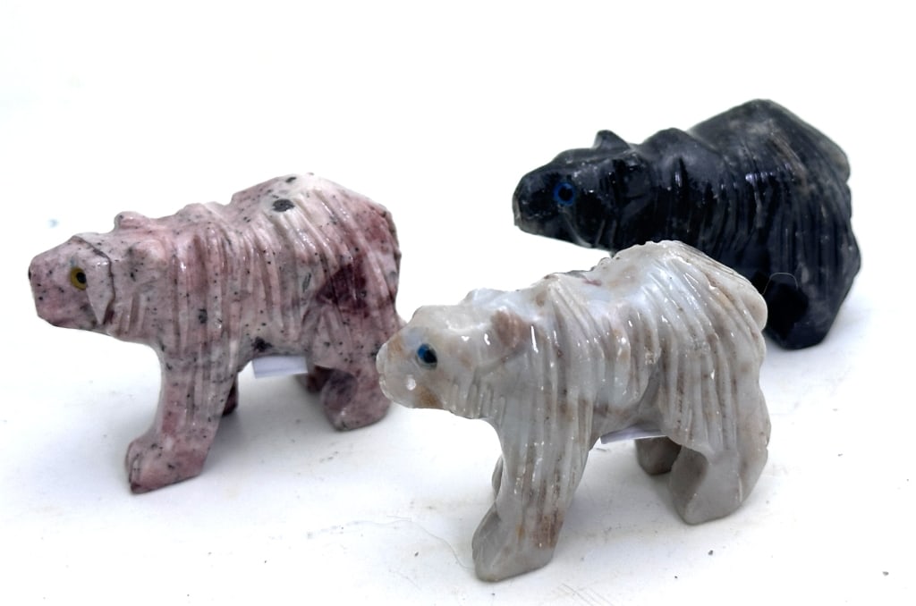 (3) Peruvian Hand Carved Bear Figures (1 of 3)