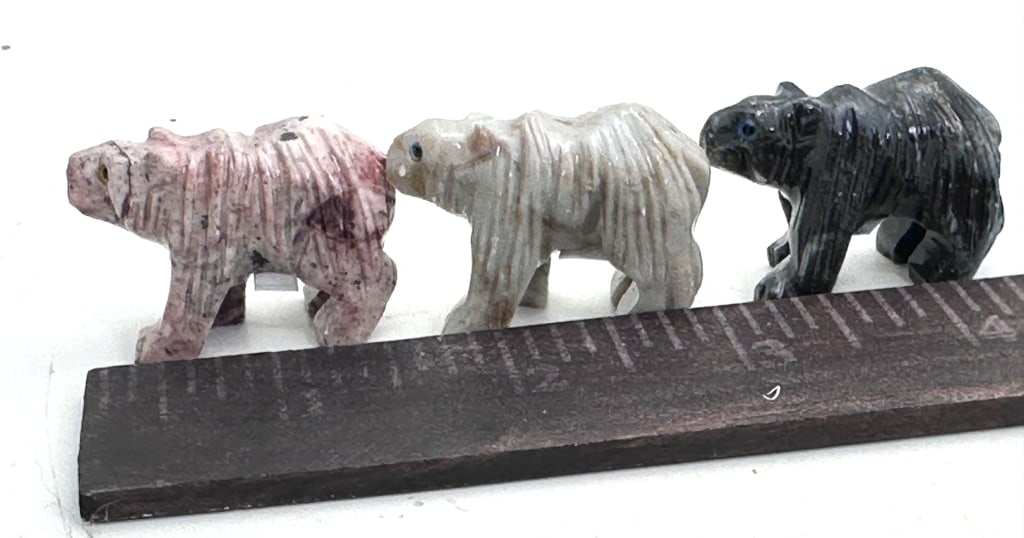 (3) Peruvian Hand Carved Bear Figures - 3