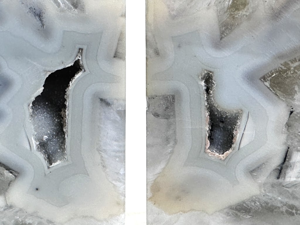 Fine Crystal Agate Bookends w/ Geode Pockets - 2