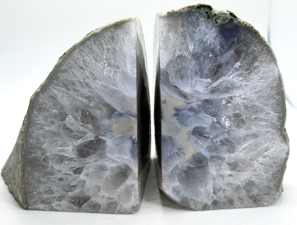 Fine Crystal Agate Bookends w/ Geode Pockets - 3