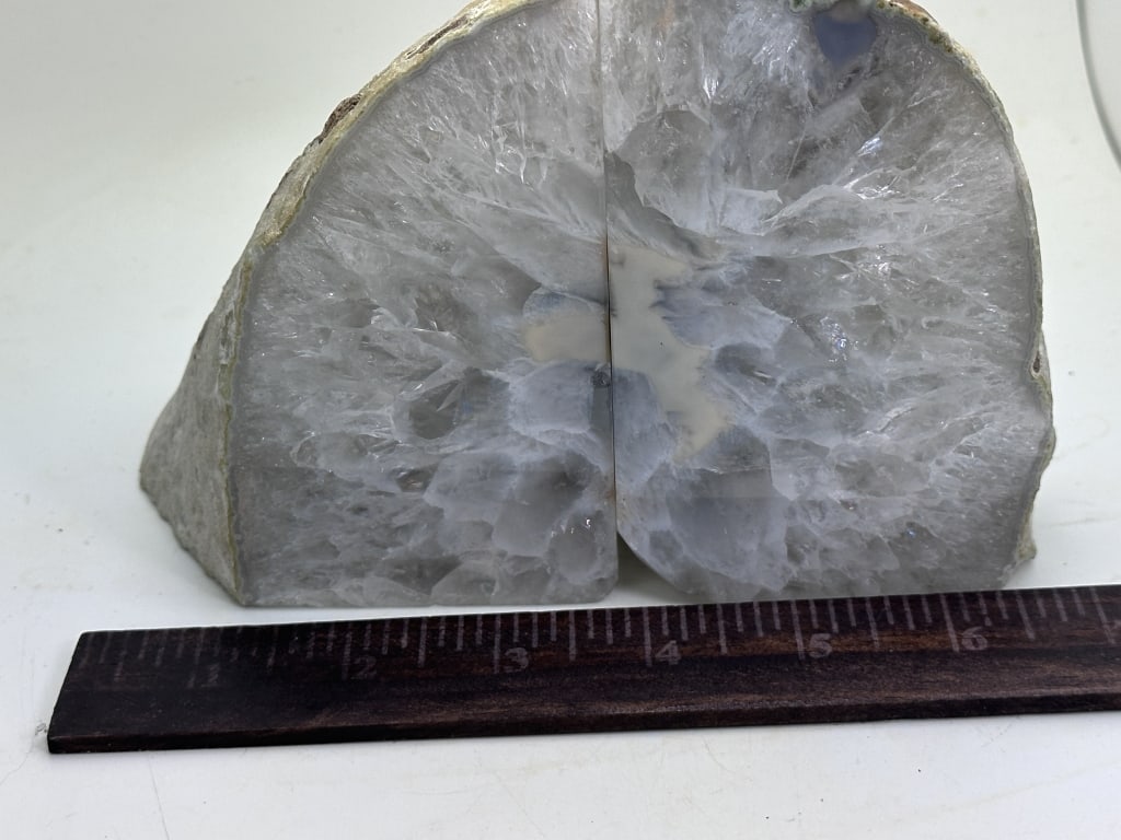 Fine Crystal Agate Bookends w/ Geode Pockets - 4