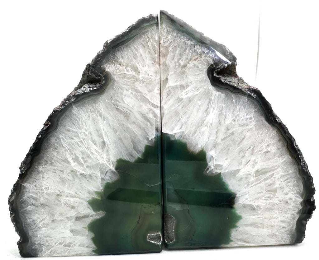 Fabulous Green Agate Bookends w/ Druzy Geodes (1 of 8)