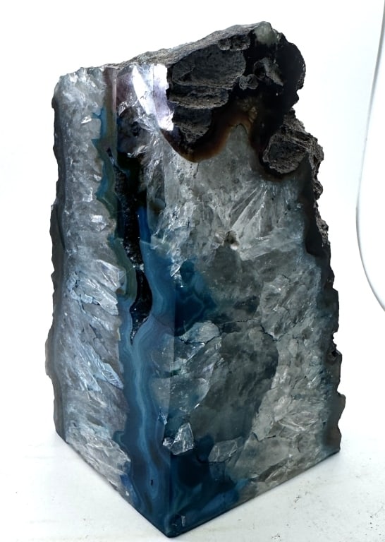 Fine Blue Agate Cut End - Polished Crystal: Item is the exact item in the image - Bidder is responsible for all value and grade determination - Please review all terms and conditions prior to placing any bids- All sales final - all bids due at