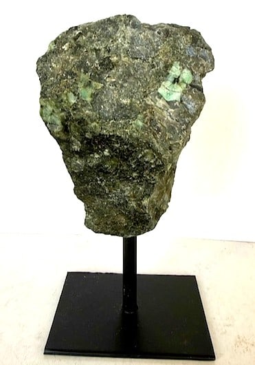 Natural Rough Freeform Emerald on Metal Stand: STAND NOT INCLUDED - Item is the exact item in the image - Bidder is responsible for all value and grade determination - Please review all terms and conditions prior to placing any bids-