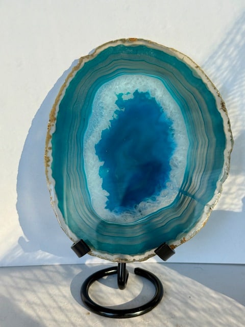 Dyed Teal Blue Agate Slab: Item is the exact item in the image - Bidder is responsible for all value and grade determination - Please review all terms and conditions prior to placing any bids- All sales final - all
