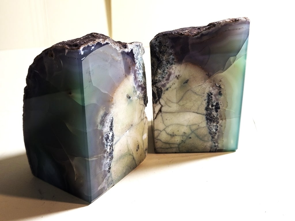 Nice Green Agate Bookend Pair - - 2