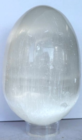 Stunning Selenite Egg Shape Specimen: STAND NOT INCLUDED - Item is the exact item in the image - Bidder is responsible for all value and grade determination - Please review all terms and conditions prior to placing any bids-