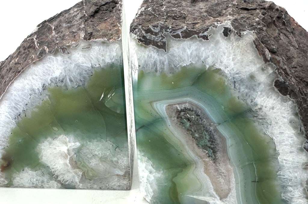 Banded Green Agate Bookends - 2