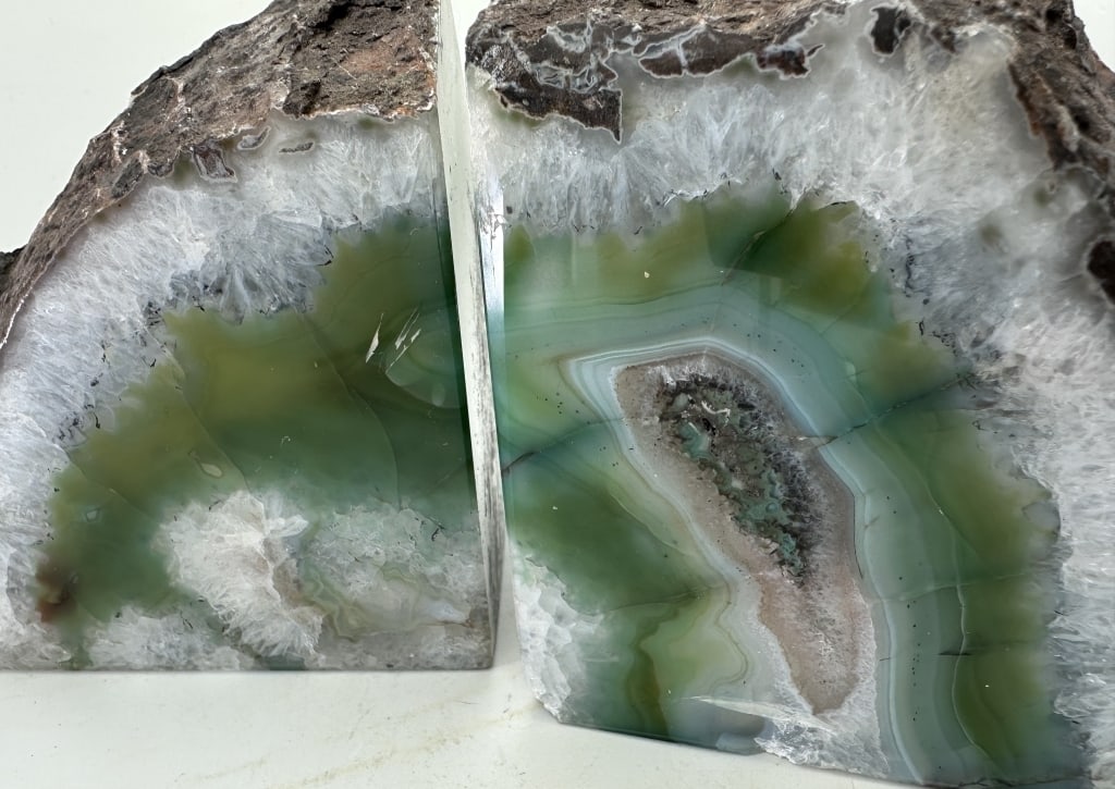 Banded Green Agate Bookends - 3