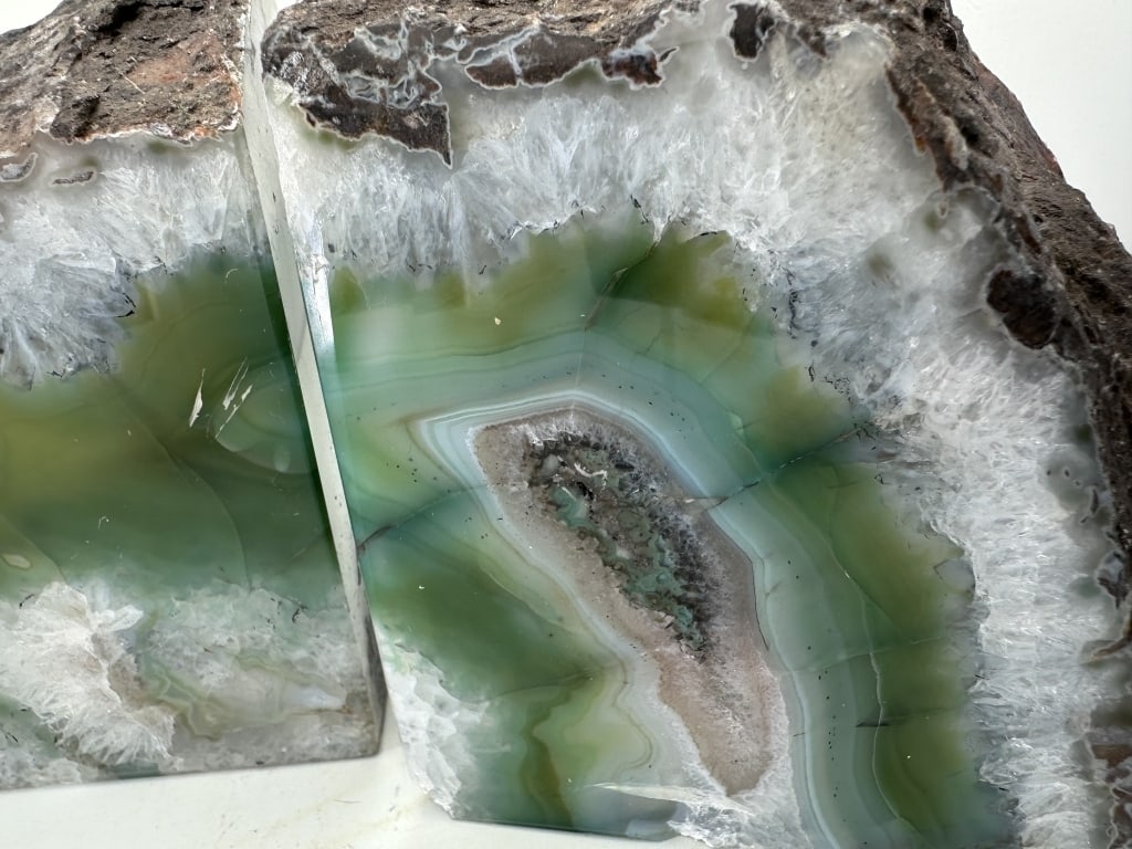 Banded Green Agate Bookends - 4