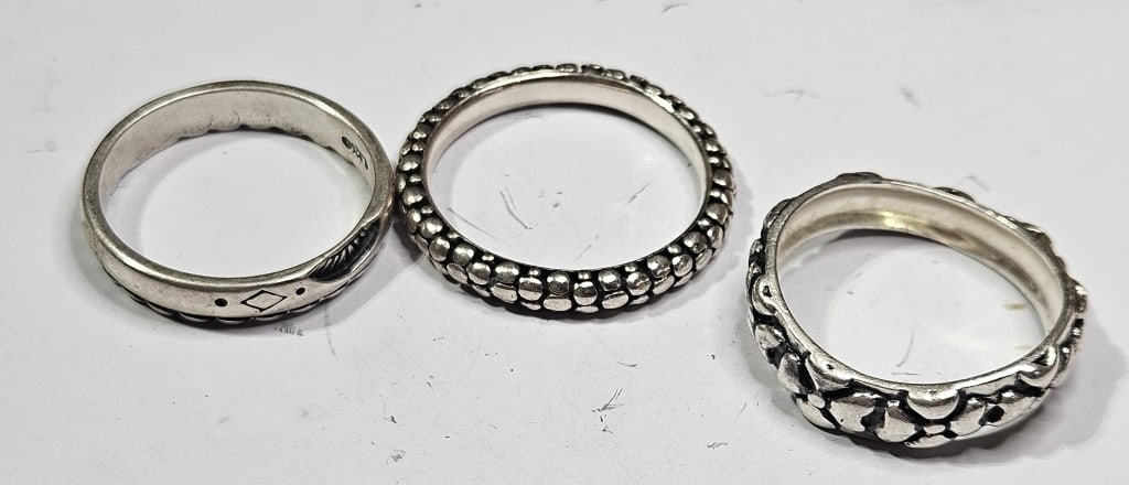 Group of 3- 10.75 gram Sterling Silver Ring Lot (1 of 3)