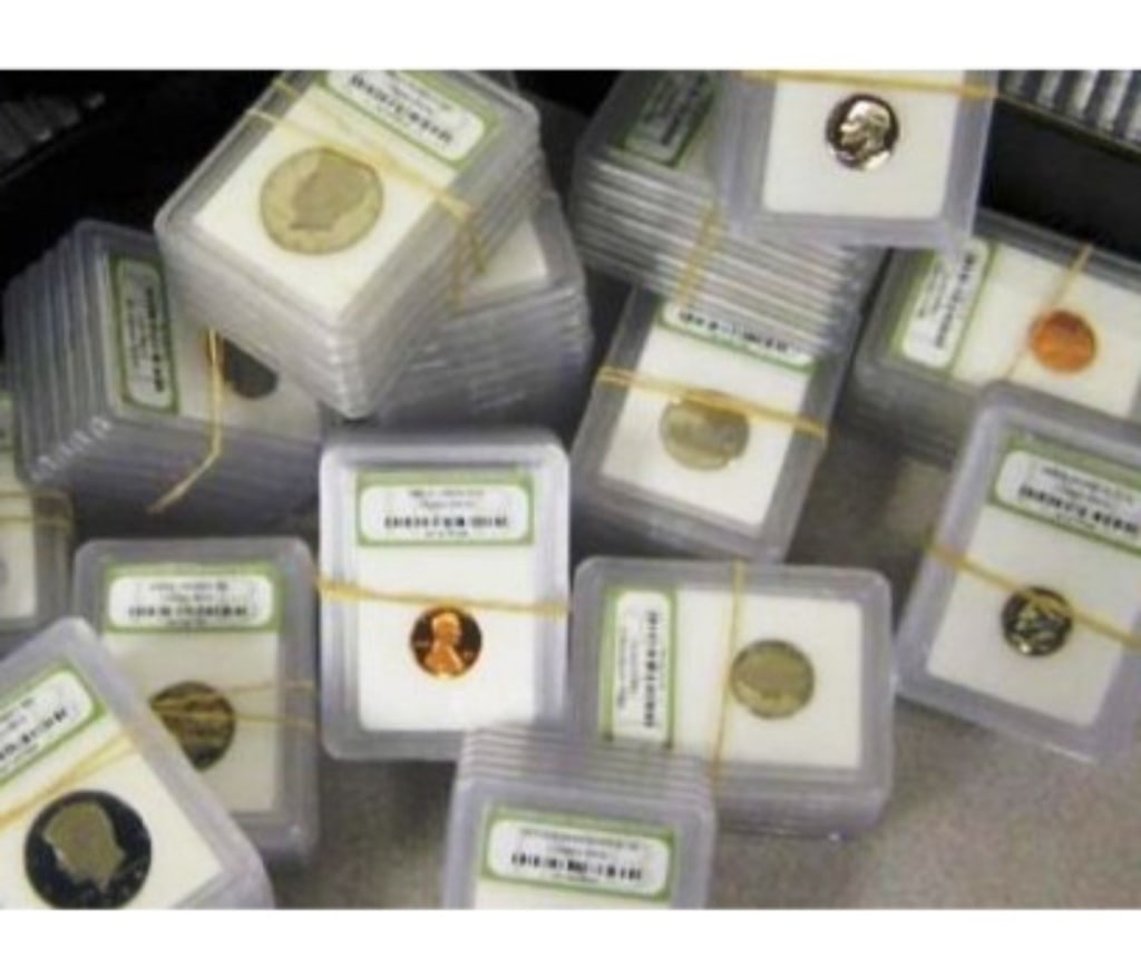 (100) PROOF and BU Coins in Slabs: Items are US minted BU and Proof Coins from Mint and Proof Sets. NEVER CIRCULATED!