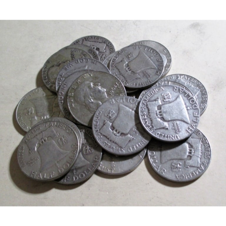 $10 face Value -90% Silver Franklin Halves - 2