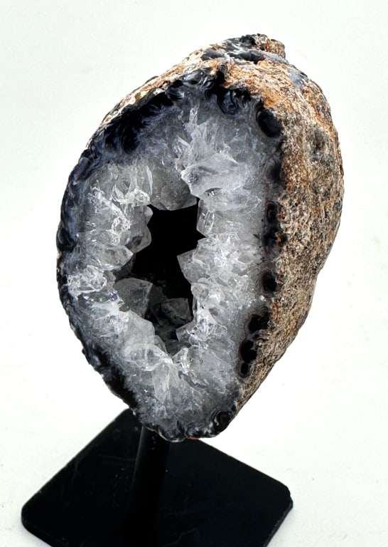 Fine Agate Geode w/ Deep Pocket on Stand - 2