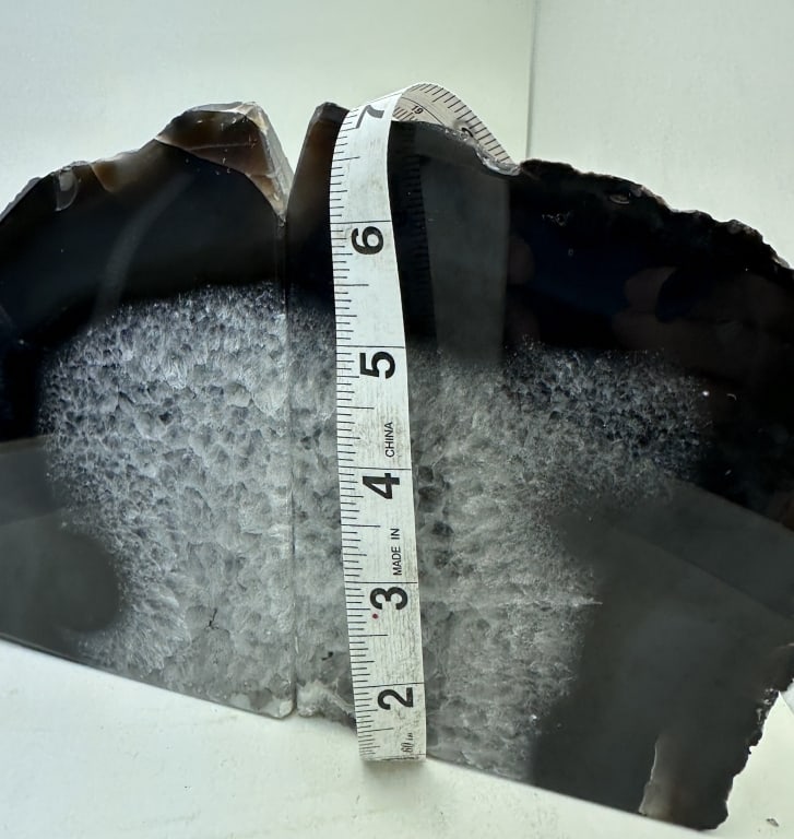 Black Agate Crystal Center Druzy Geode Bookends - 6