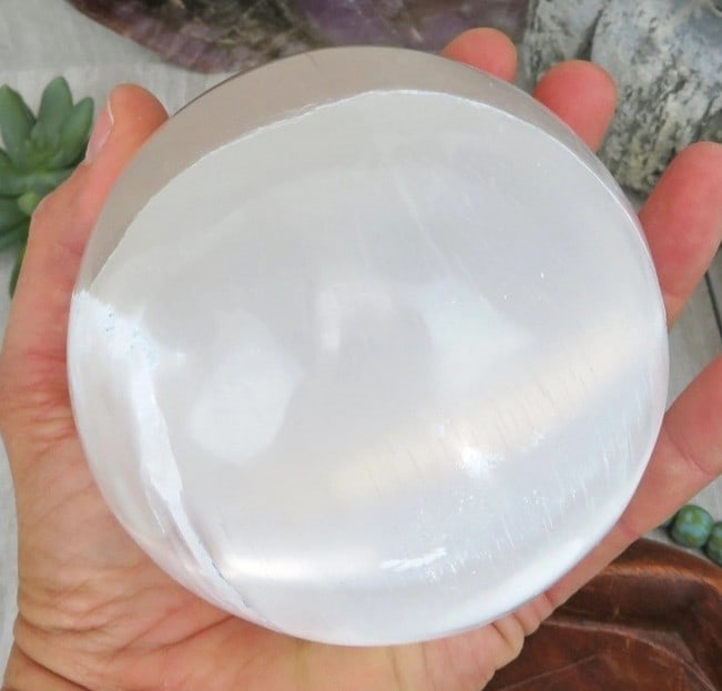 Natural Selenite Crystal Ball -: 3.5 inches diameter- STAND NOT INCLUDED - Item is the exact item in the image - Bidder is responsible for all value and grade determination - Please review all terms and conditions prior to placing an