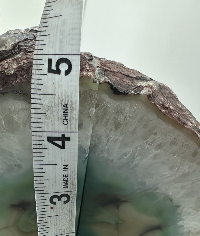 Fine Green Agate Bookends w/ Geode Pocket - 6