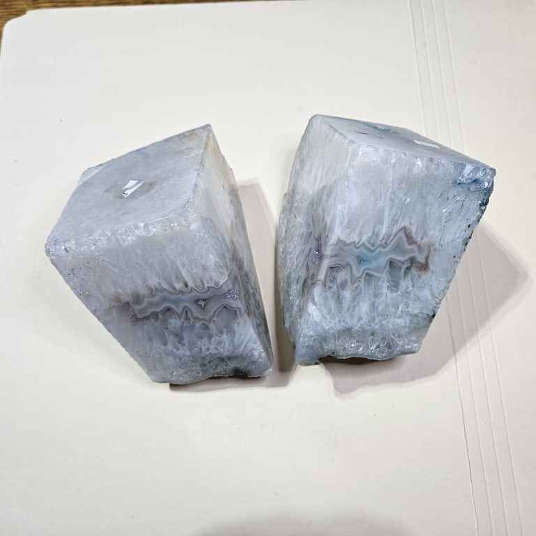 Agate Bookends w/Amethyst Druzy Geode Middle - 6