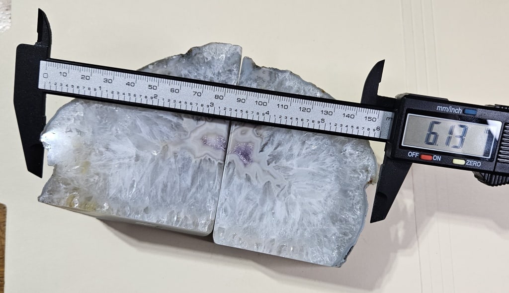 Agate Bookends w/Amethyst Druzy Geode Middle - 7