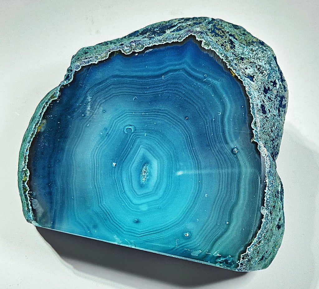 Banded Blue Dyed Agate Stand Up Specimen: Items are the exact items in the image - Please refer to the terms and conditions prior to placing any bids- Any bid is an agreement to pay and terms apply -