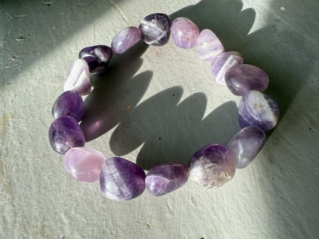 Amethyst Chip Banded Natrual Bracelet 10MM (1 of 1)