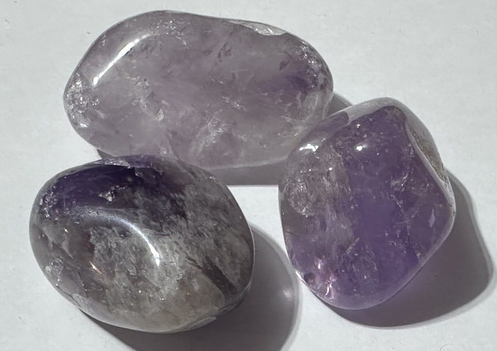 Lot of (3) Natural Tumboed Amehyst Stones (1 of 2)