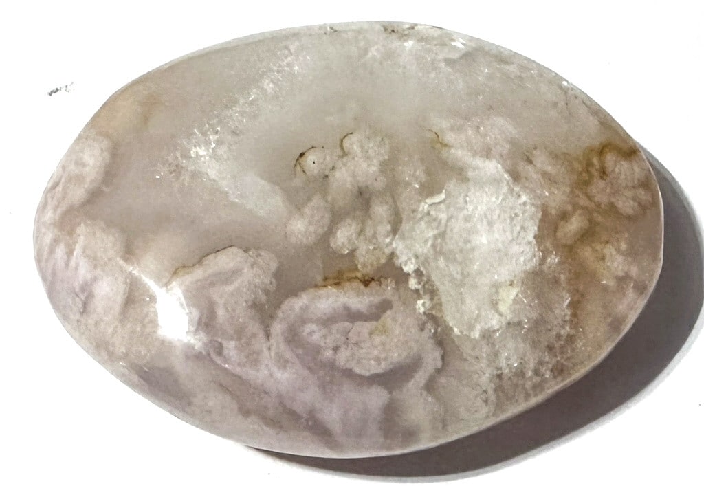 38.37 Gram Flower Agate Palm Stone: Item is the exact item in image - Bidder is responsible for all value and grade dtermination - Please review all terms and conditions