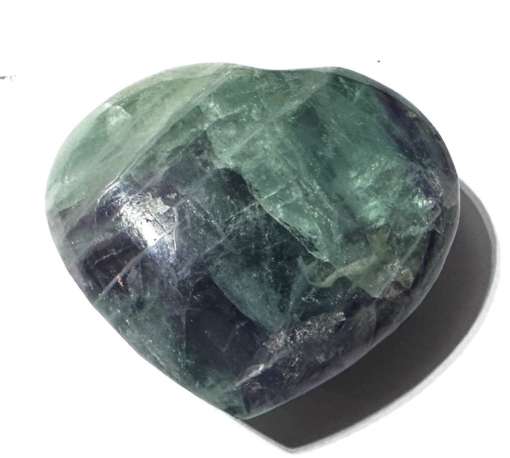 60 gram Marbled Flourite Heart Palm Stone: Item is the exact item in image - Bidder is responsible for all value and grade dtermination - Please review all terms and conditions