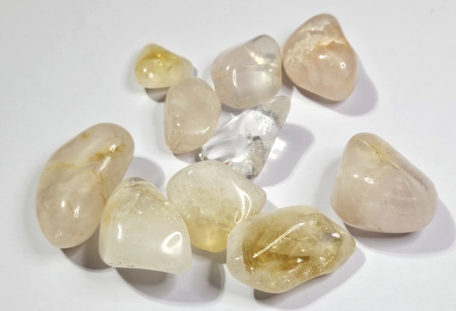 123.55 grams Natural Tumbled Rose Quartz-Citrine: Item is the exact item in the image- Bidder is responsible for all value and grade determination -