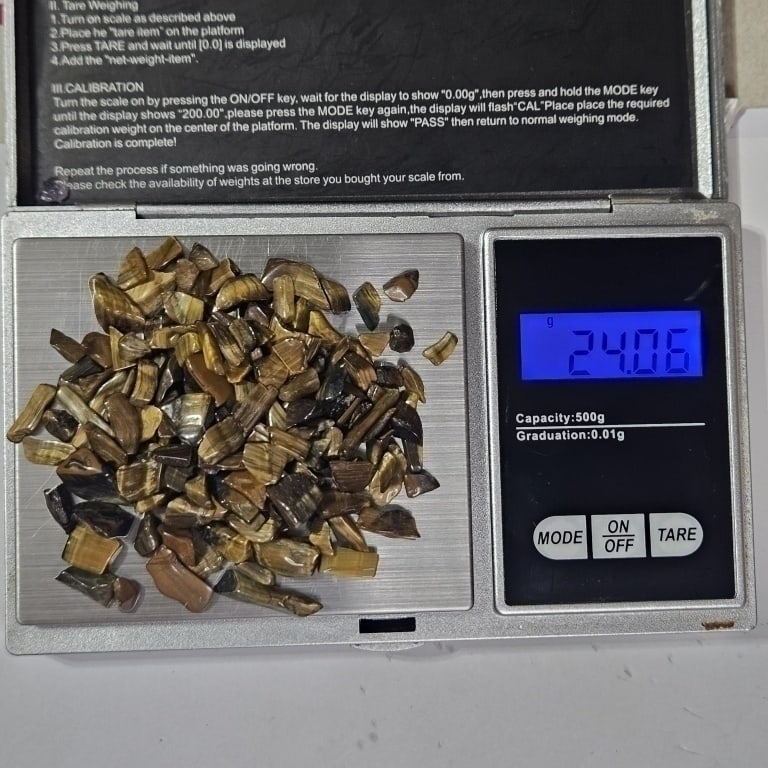 24.06 gram Natural Tiger Eye Tumbled Chip Lot - 2