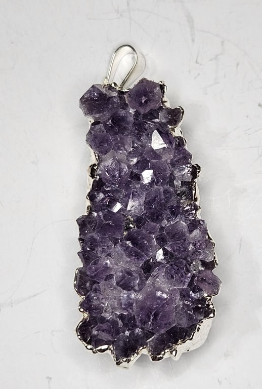 Special Amethyst CLuster in Metal Pendant (1 of 5)