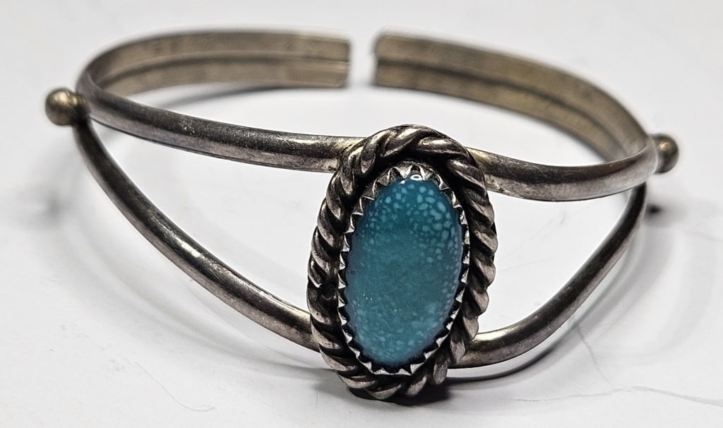 Sterling Silver Turquoise Baby Bracelet (1 of 4)