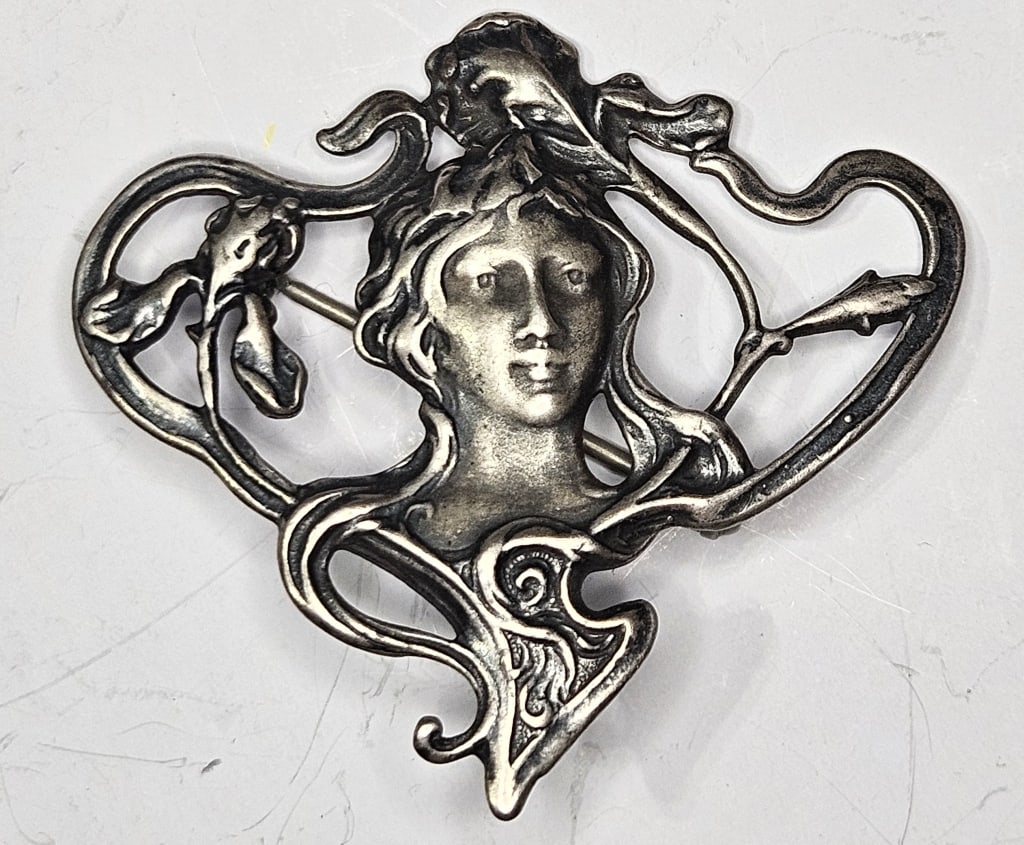 Art Nouveau Sterling Silver Pinback (1 of 4)
