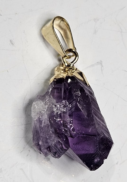Gold Plated Stunning Amethyst Point Pendant: Item is the exact item in image - Bidder is responsible for all value and grade determination - Please review all terms prior to placing any bids- Any bid is an agreement to all terms and conditions