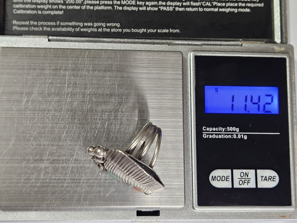 Sterling Silver Turquoise / Coral Ring - 5