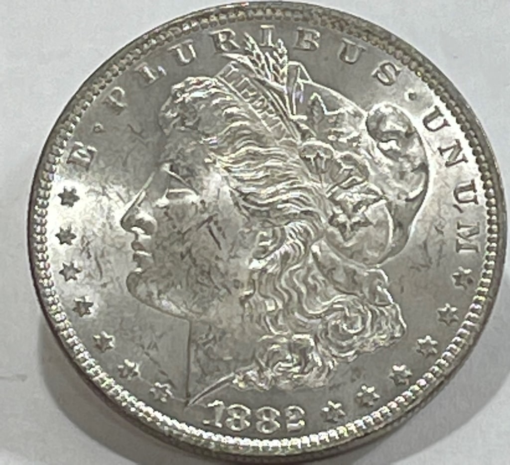 1882 p Crisp Clean BU Morgan Silver Dollar: Item is the item in the image. Bidder must determine grade and value by your bid amount. Please refer to all the terms set forth in this auction.